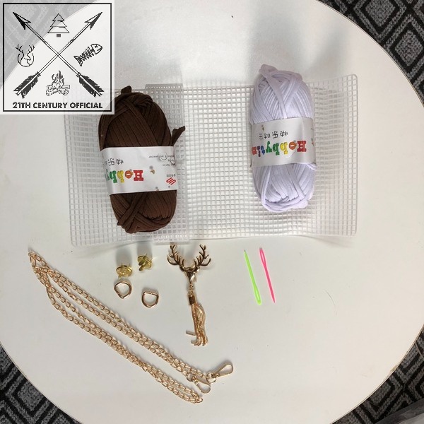 Túi Tự Đan Handmade Họa Tiết Caro Độc Lạ Sang Trọng, Túi Xách Len Đeo Chéo Nhiều Màu Có Hướng Dẫn