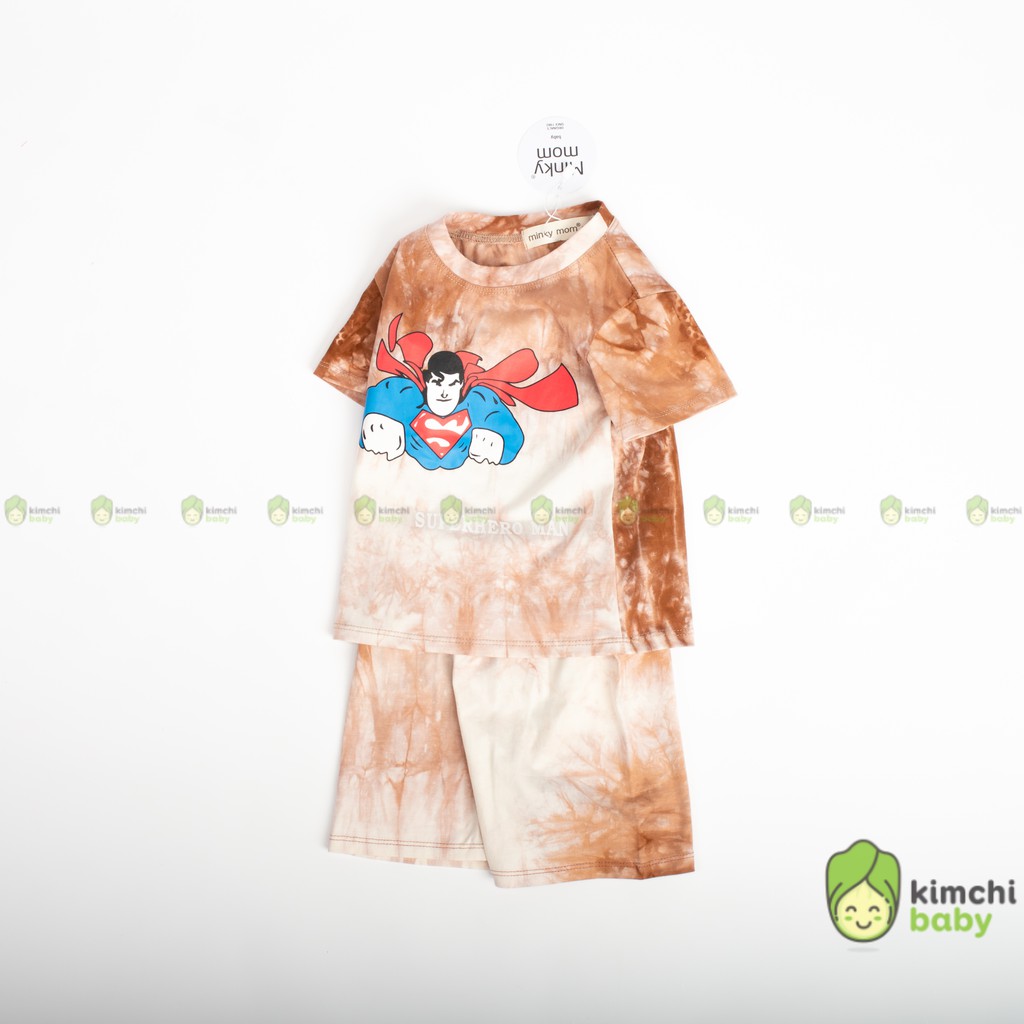 Đồ Bộ Bé Gái, Bé Trai Minky Mom Vải Cotton 100% Tie Dye Sành Điệu, Bộ Cộc Tay Mặc Nhà Cho Bé MKM2145