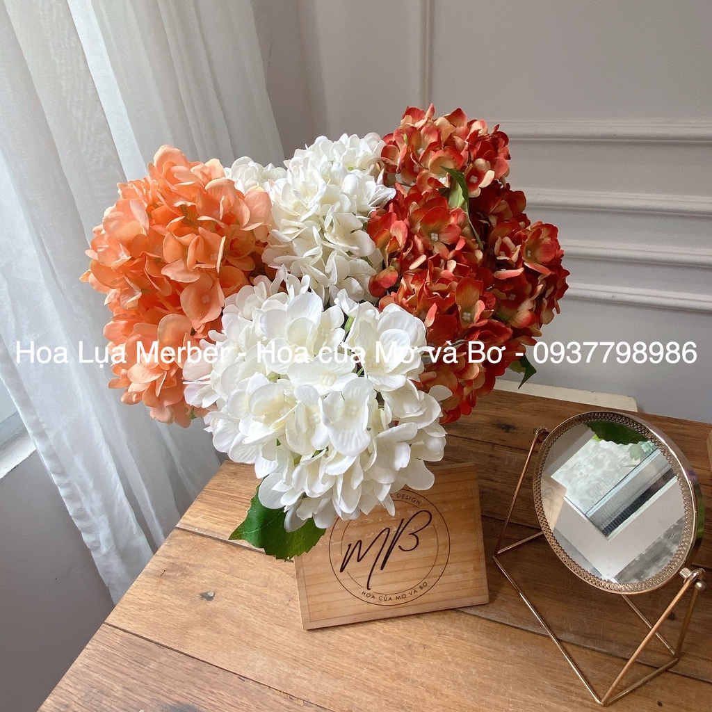 Cụm Cẩm Tú Cầu 5 Bông  Cao Cấp  55cm Merber  - Hoa Decor, Chụp Ảnh, Trang Trí Nhà Cửa