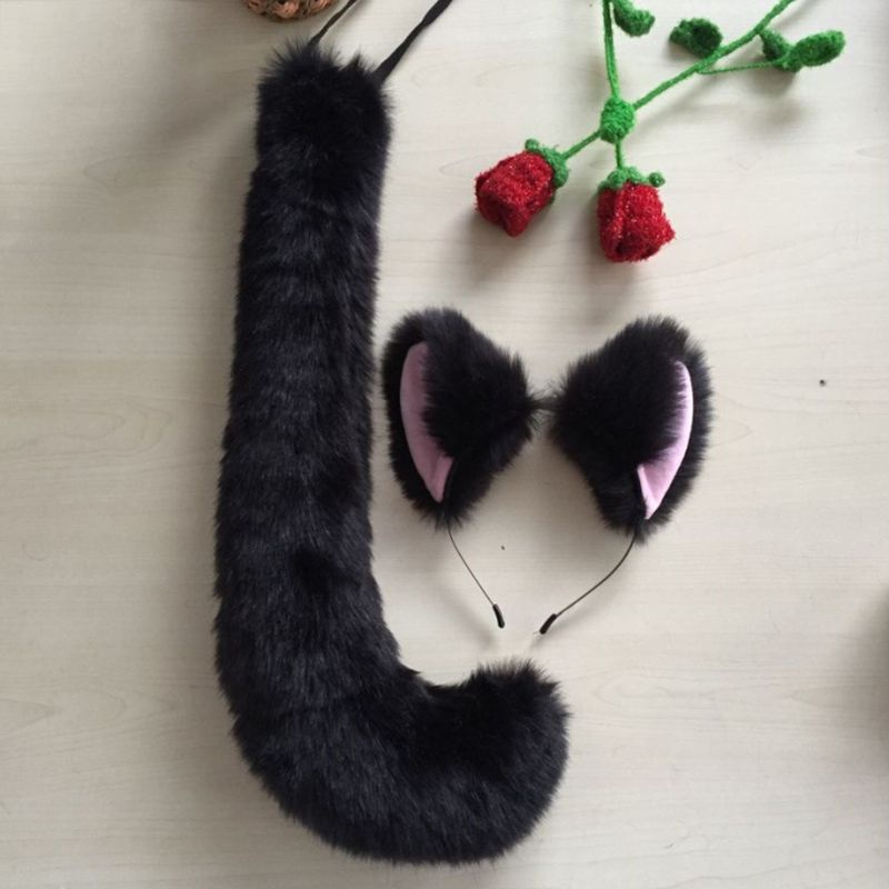 Khăn Bandana Đuôi Dài Màu Trơn Hóa Trang Mèo / Sói Bằng Bông Cho Người Lớn Và Trẻ Em