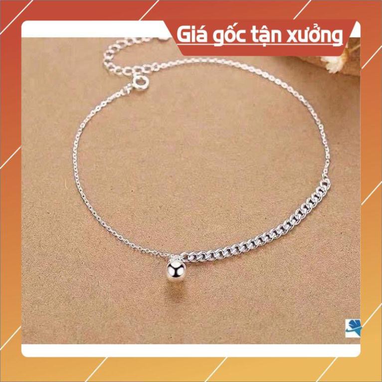 FREESHIP Lắc chân nữ họng đơn nhỏ mix bi mix chuông chuẩn bạc ta