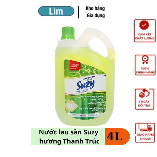 Nước Lau Sàn Suzy Hương Thanh Trúc 4L Diệt Khuẩn Đuổi Muỗi Chống Trơn Trượt, Thành Phần Tự Nhiên_Tạp Hóa Nhà Lim