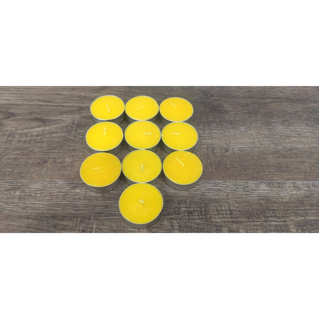 Màu đỏ hoặc vàng - 10 viên Đèn cầy  nắp nhôm - tealight cháy 4h không mùi, không khói