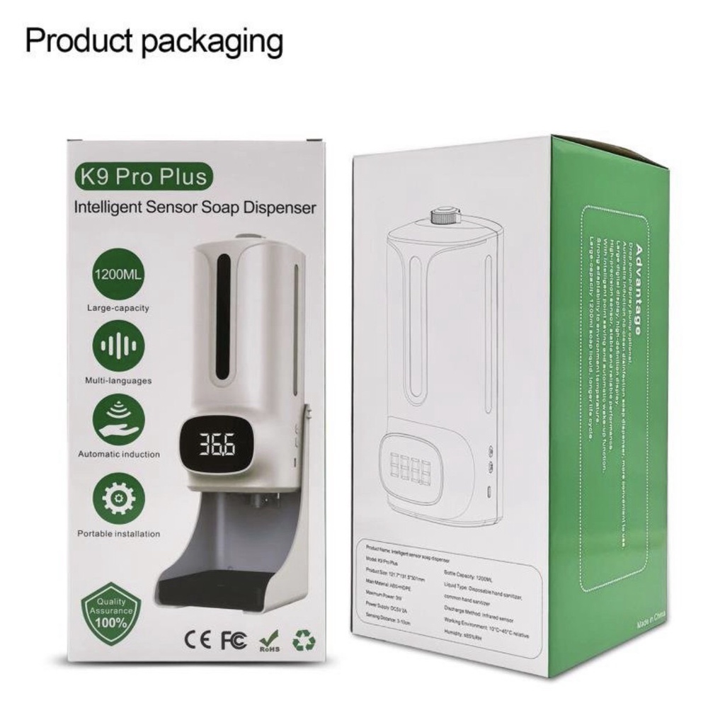 Máy khử khuẩn K9 pro plus đo thân nhiệt tự động cảm ứng- máy sát khuẩn dùng trong mùa dịch