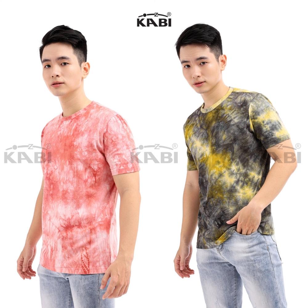 Áo thun nam KABI áo tay ngắn cổ tròn màu loang wash cotton co giãn thoáng mát | BigBuy360 - bigbuy360.vn
