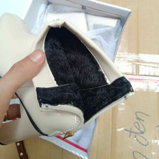 [Mã FASHIONGREEN15 giảm 10% tối đa 30k đơn từ 99k] Boot da phối gân giữa gót vuông vát khóa tròn (M2300) | BigBuy360 - bigbuy360.vn