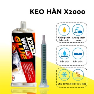 Keo hàn X2000 2 thành phần chịu nhiệt chịu va chạm tác động mạnh, keo hàn gắn sắt thép đa năng X2000 Nhật Bản