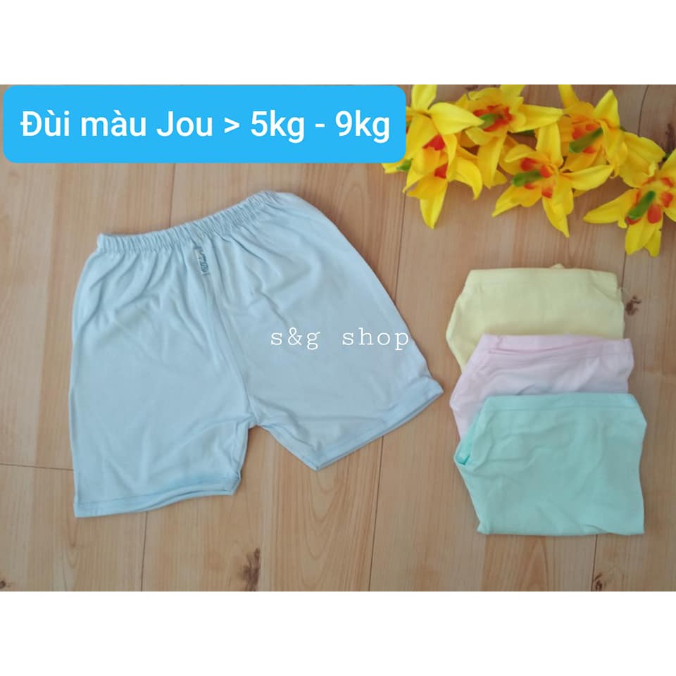 Quần sơ sinh đùi Màu JOU cho bé trai, bé gái - Cotton 100% chất vải mềm, mịn, hàng Việt Nam chất lượng