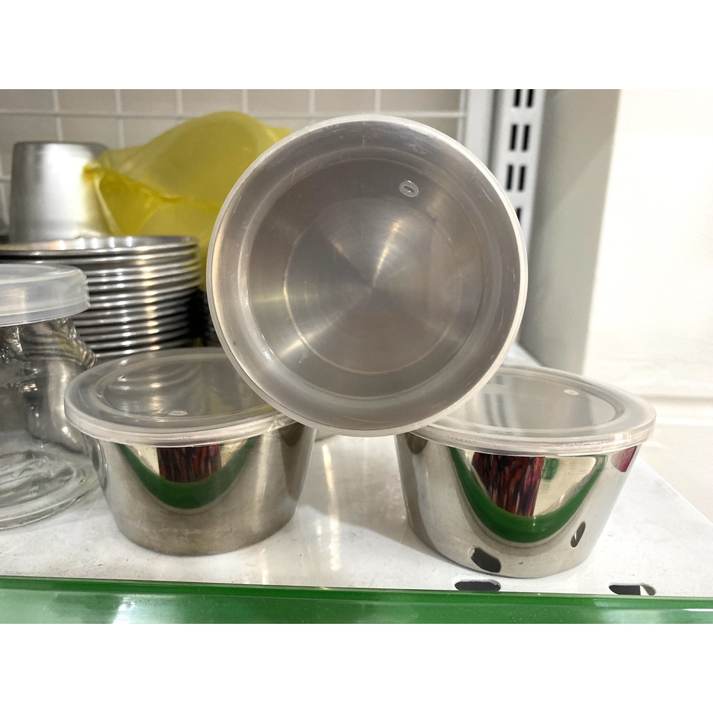 Bộ 10 khuôn inox 304 làm flan kèm nắp nhựa
