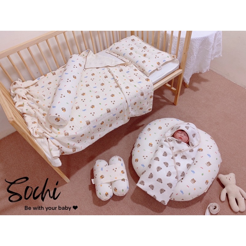 Gối chống trào ngược vải xô muslin cao cấp cho bé
