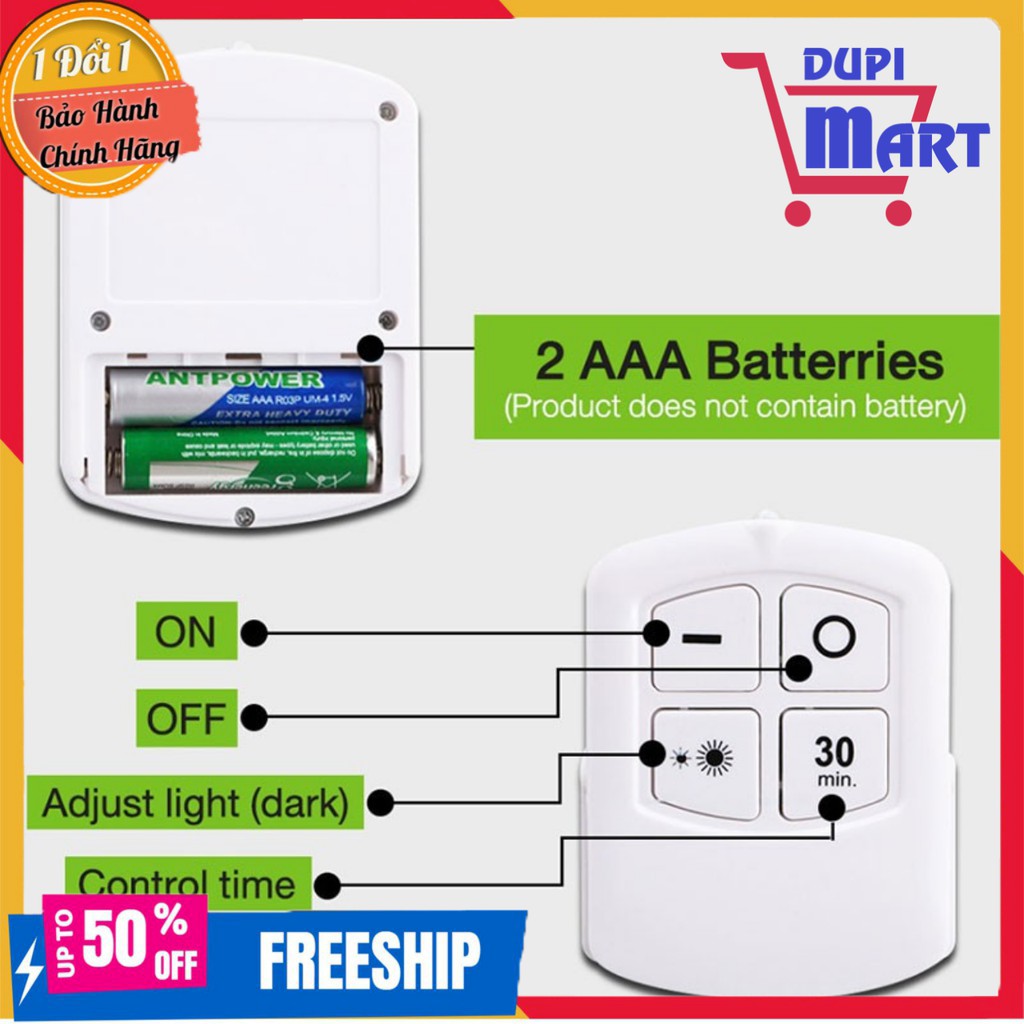 [SIÊU HOT❤️]Bộ 3 led mini dán tường thông minhcó điều khiển từ xa hẹn giờ tắt 🌈 Ánh sáng Vàng - Trắng | BigBuy360 - bigbuy360.vn