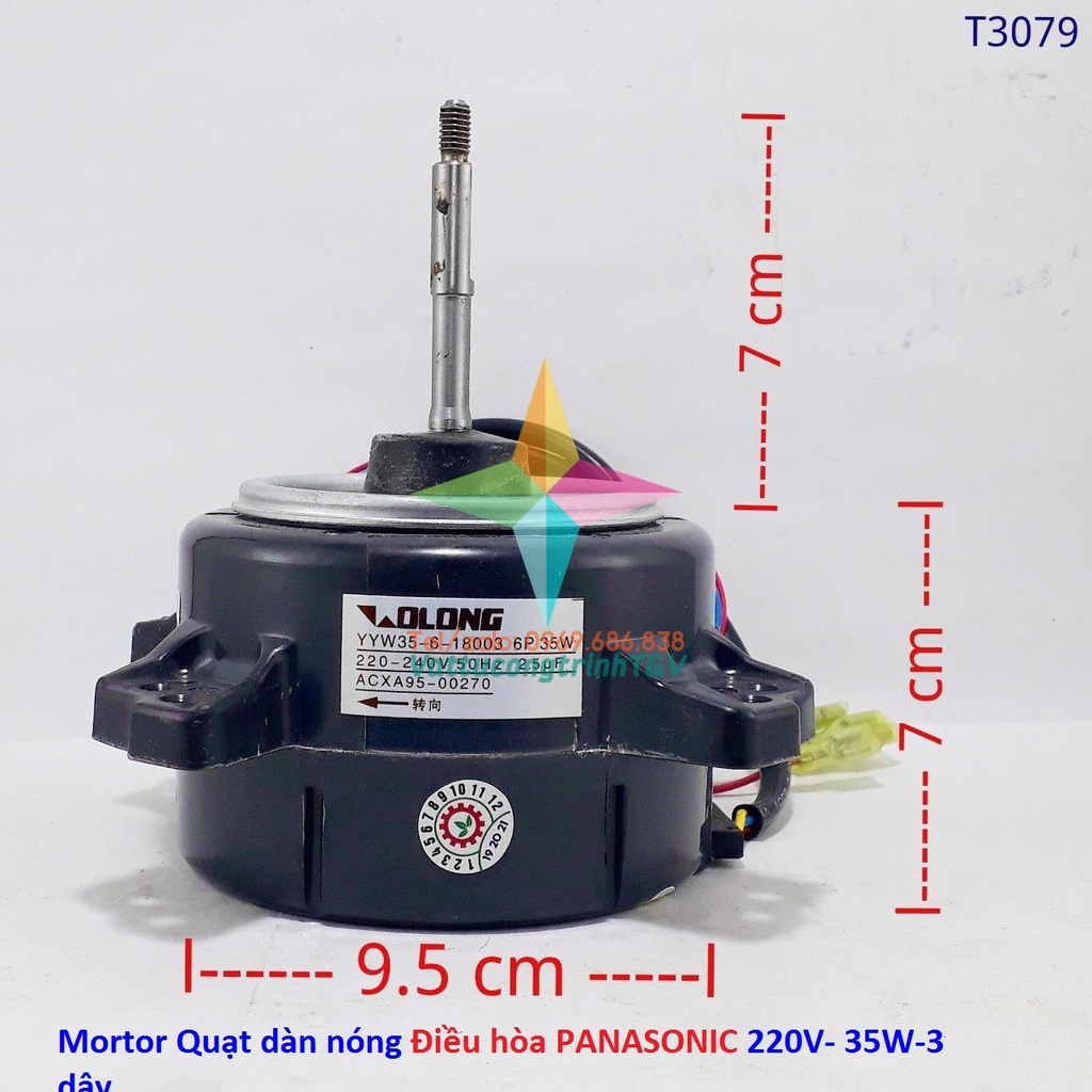 Motor quạt cục nóng Điều hòa PANASONIC hãng AC220V-25W/35W - 3 dây - Xuôi chiều