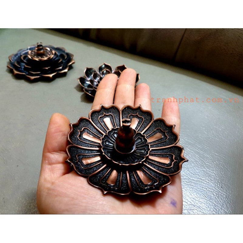 Chân hương - chân cắm nhang - đế đốt trầm hương - đế cắm nhang vòng hoa sen đồng