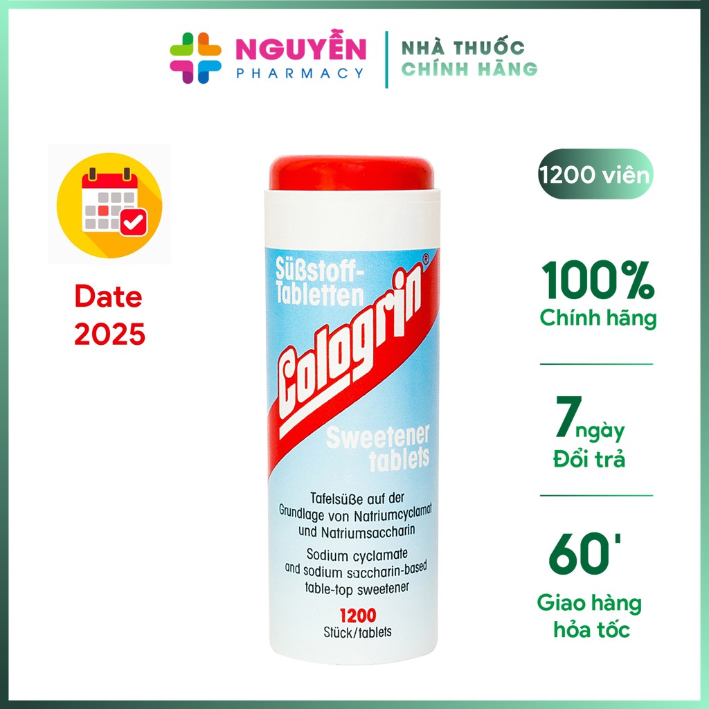 Đường ăn kiêng Cologrin - Hỗ trợ cho người bệnh tiểu đường và người ăn kiêng, giảm cân (loj 1.200 viên)