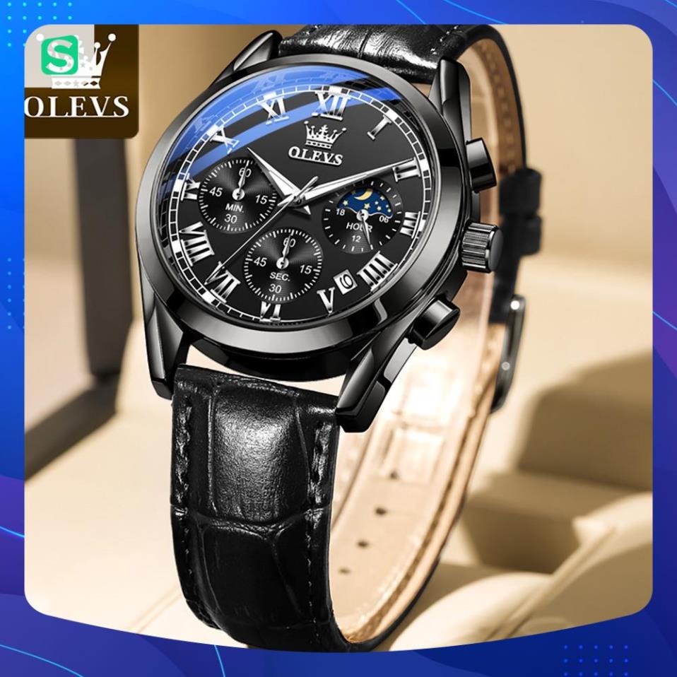 Đồng hồ đeo tay nam OLEVS 2871 cao cấp,chống vô nước,chống xước,có dạ quang,dây da,đẹp,giá rẻ,mặt tròn