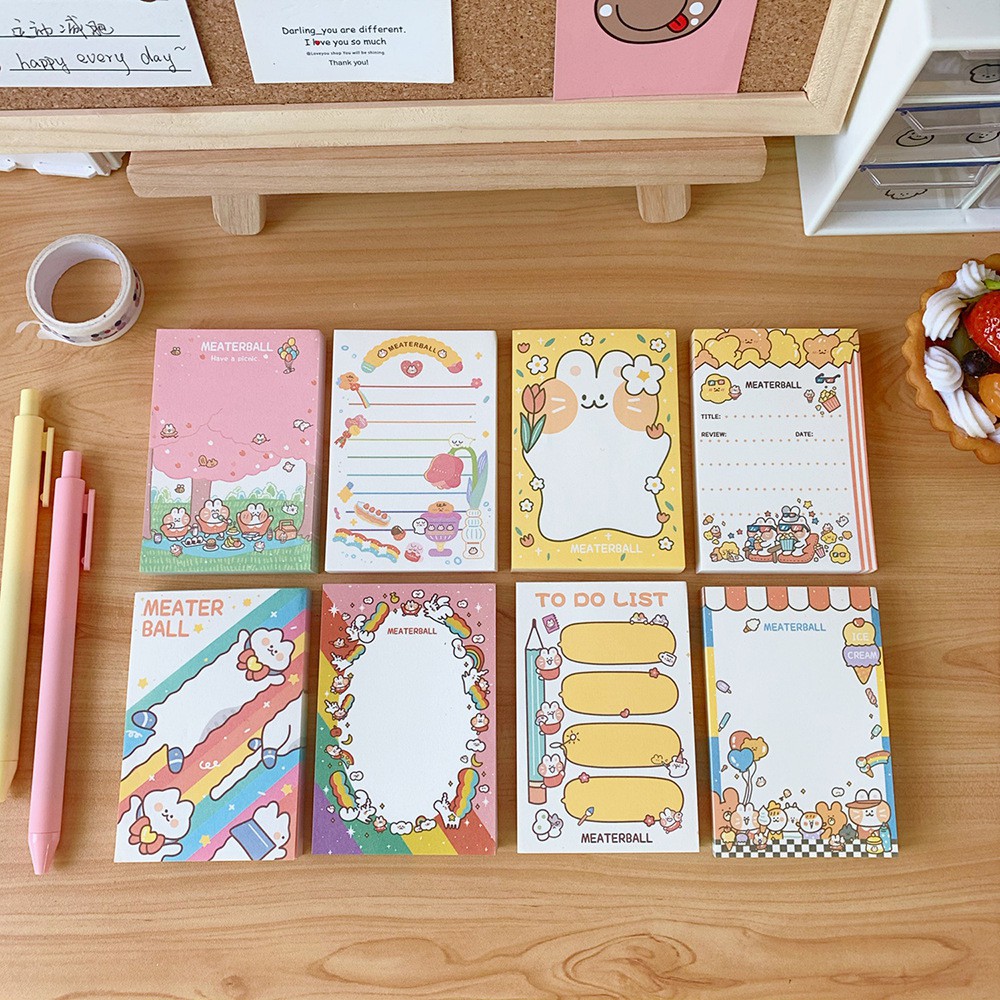 Giấy Nhớ Ghi Chép Tiện Lợi Note Pad Memo Pad 100 Tờ Hình Thỏ Cam Đáng Yêu Màu Mè