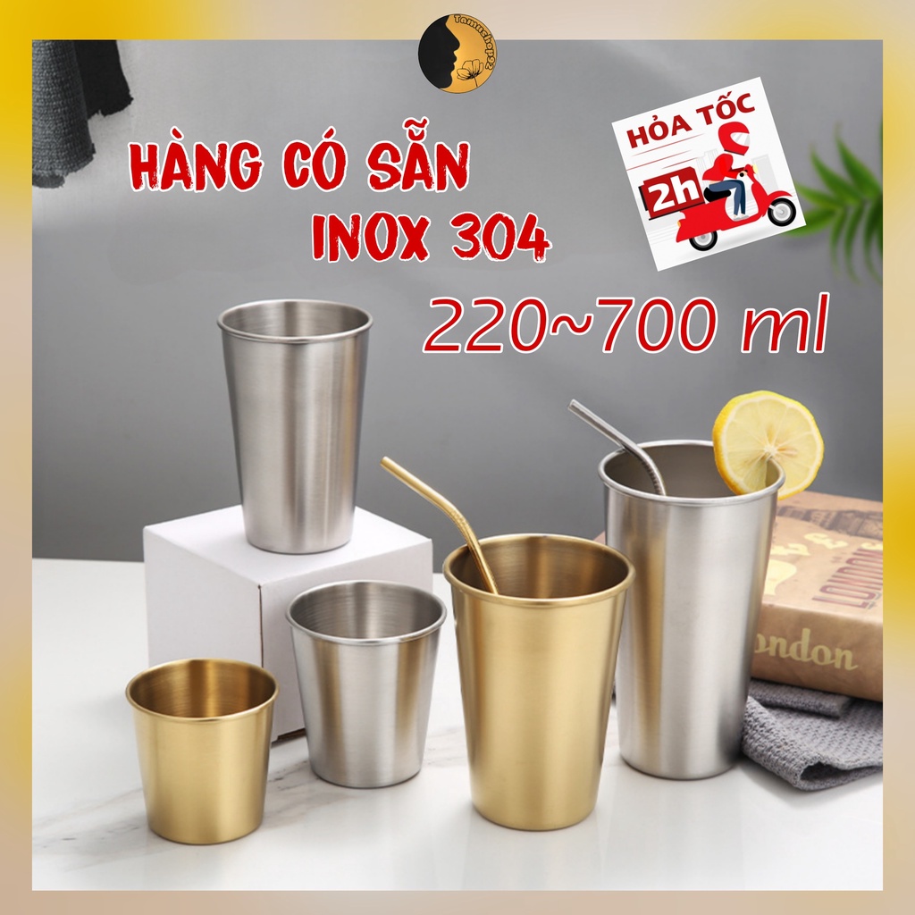 Cốc Inox 304 TAMUSHOP92 Ly Uống Nước Ca Bằng Inox 1 Lớp Bền Đẹp Thân Thiện Môi Trường CI001