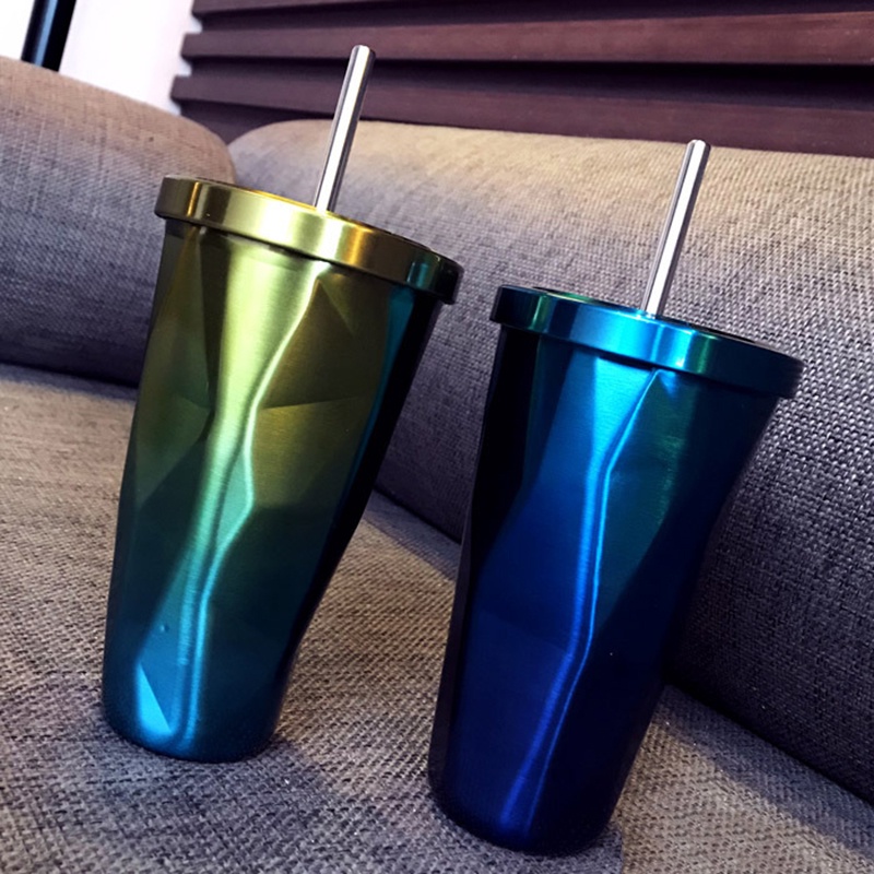 Bình nước giữ nhiệt bằng thép không gỉ 304 500ml kèm ống hút tiện dụng