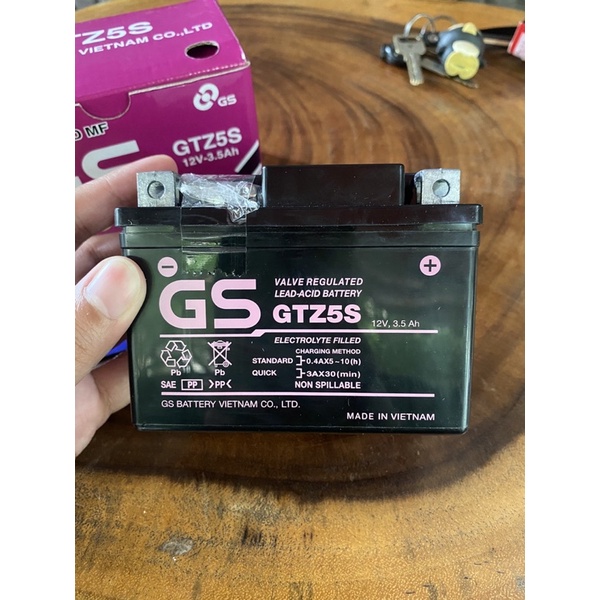 Bình Ắc Quy Khô Chính Hãng GS GTZ5S ( 12V-3.5Ah ) cho xe Honda, Yamaha, Suzuki, SYM, airblade 110, wave 100, wave 110