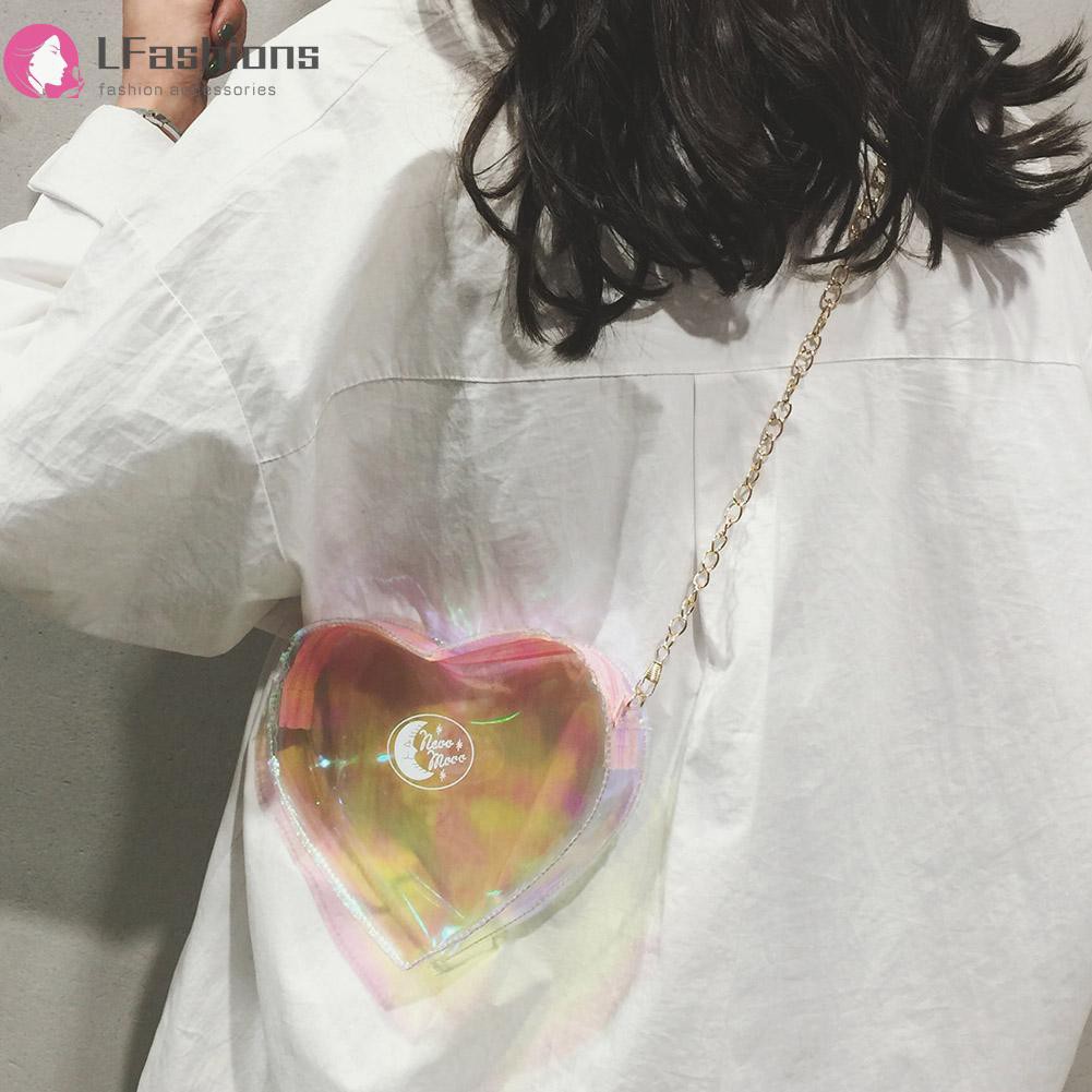 Túi đeo chéo nhựa trong hình trái tim thời trang cho nữ
