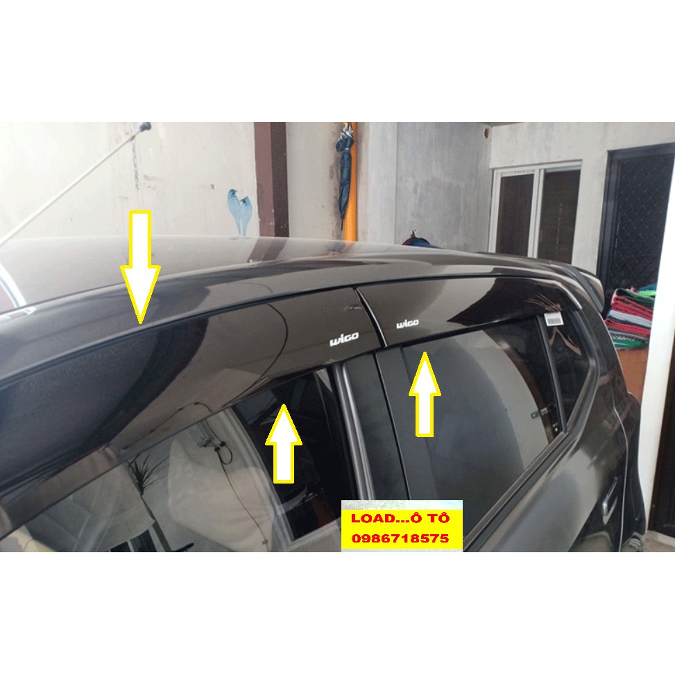 Vè Che Mưa Xe Toyota Wigo 2023-2018 Đen Dày Hàng Thái Cao Cấp Nhựa ABS Có Sẵn Keo Dán 3M