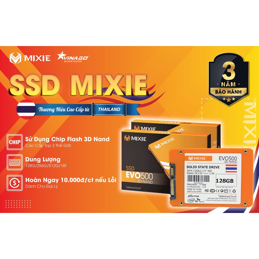 Ổ CỨNG SSD Mixie 256GB hoặc 128GB chính hãng Vinago, Bảo hành 36 Tháng