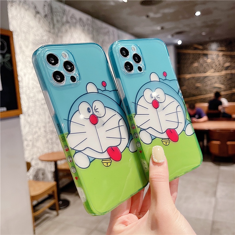 iPhone 11 12 Pro Max 6 6S Plus 7 8 Plus X Xs Max SE 2020 Casing All-inclusive translucent side pattern Doraemon Doraemon TPU Cover Case