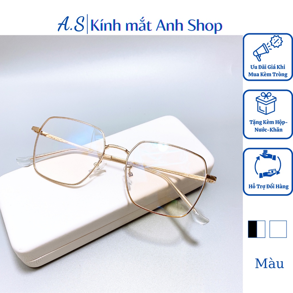 Kính giả cận kim loại thời trang kiểu vuông to thiết kệ to cá tính nhiều màu sắc 72567