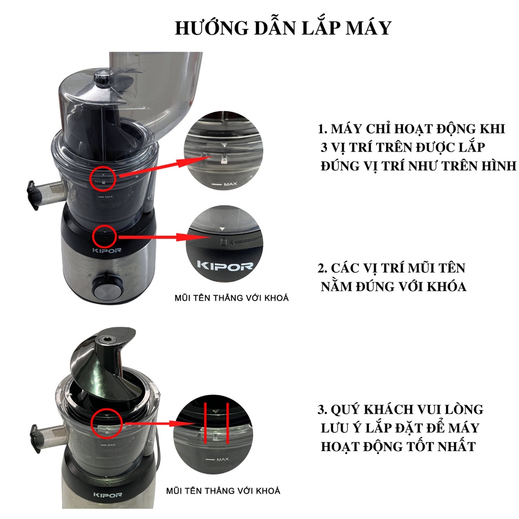 Máy ép chậm hoa quả 3 trong 1 KIPOR KP-SJ585 Ép đa năng Vắt cam Ép trái cây nguyên quả Làm kem Bảo hành 12 tháng tại nhà