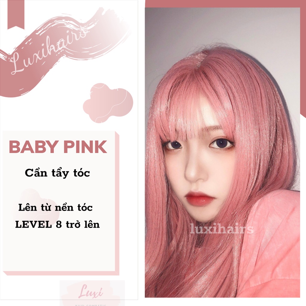 Thuốc Nhuộm Tóc BABY PINK, Tặng Kèm Oxi Găng Tay Mũ Trùm Đầu - Luxihair