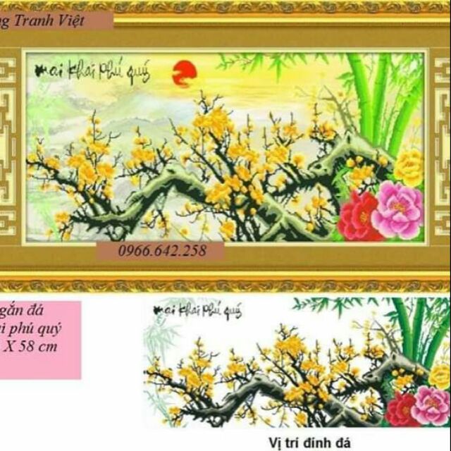 Tranh đính đá hoa mai