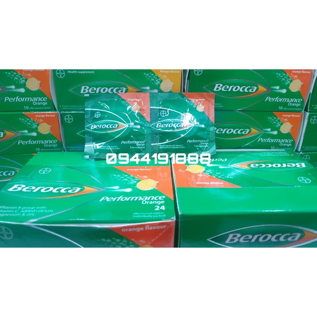 Viên Sủi Bổ Sung Vitamin C và Khoáng Chất Berocca Performance Orange Multivitamin Hộp 10 Viên