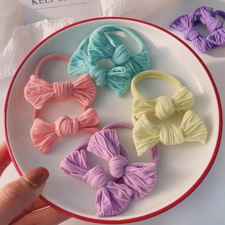Set 2 dây cột tóc nơ vải màu kẹo