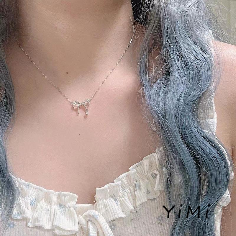 Vòng cổ Mặt Hình Nơ Đính Kim Cương Thời Trang Hàn Quốc Cho Nữ