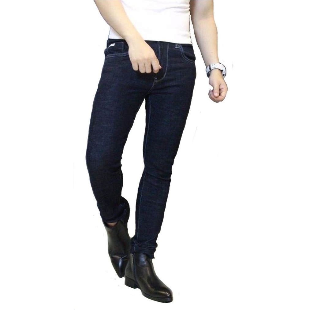Quần Jean Nam Xanh Trơn Nhẹ Nhàng Không Rách Chỉ Nổi MS 05