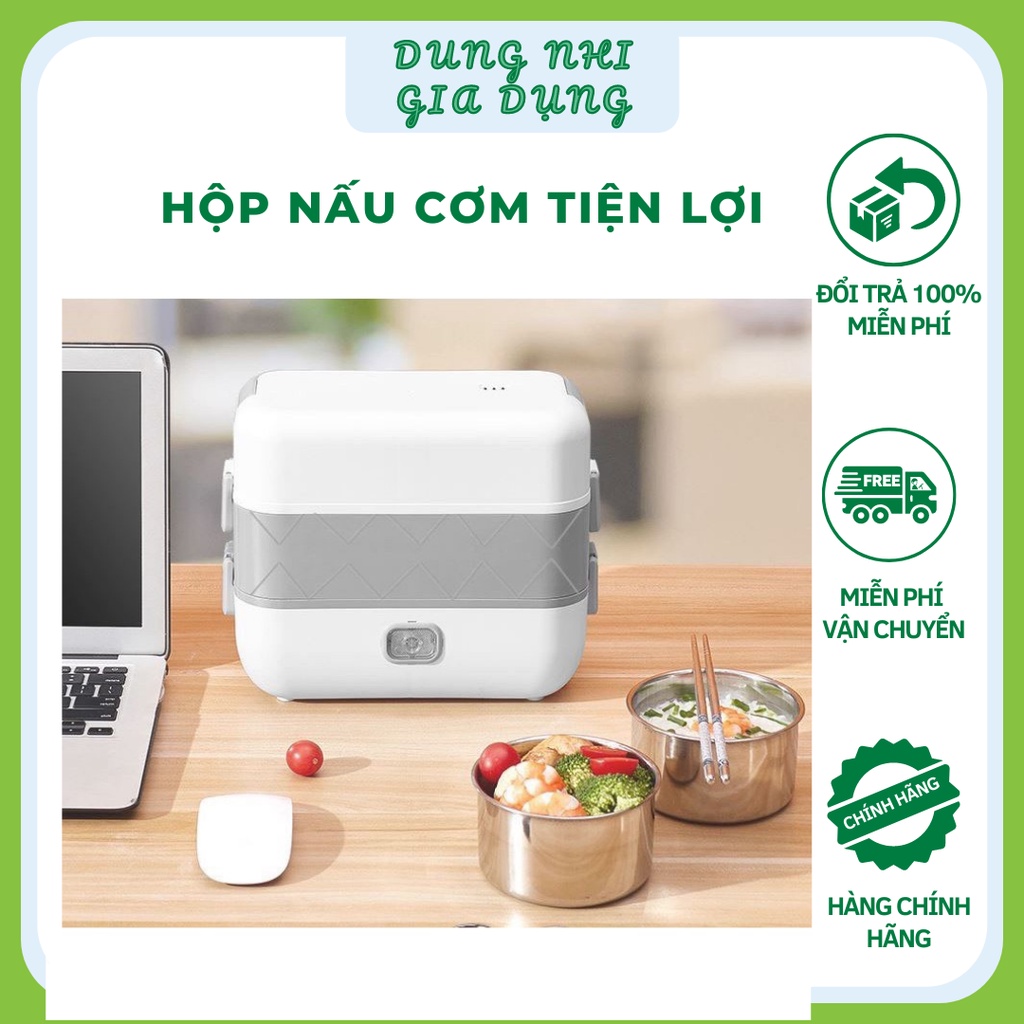 Hộp cơm cắm điện đa năng hộp cơm hâm nóng văn phòng tự nấu chín thức ăn với 4 Hộp Inox