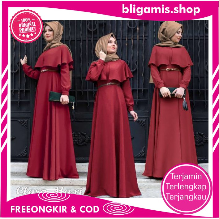^_ Cod Clara Maxi Tay Áo Dài Có Thể Tháo Rời Pasmina Jersey Beltfit Đến L Bestsel