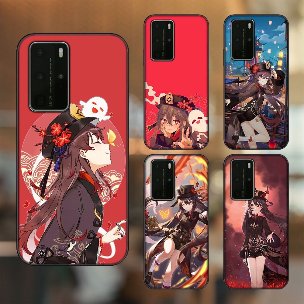 Ốp lưng Huawei P40 Pro viền đen in hình Hutao Genshin Impact