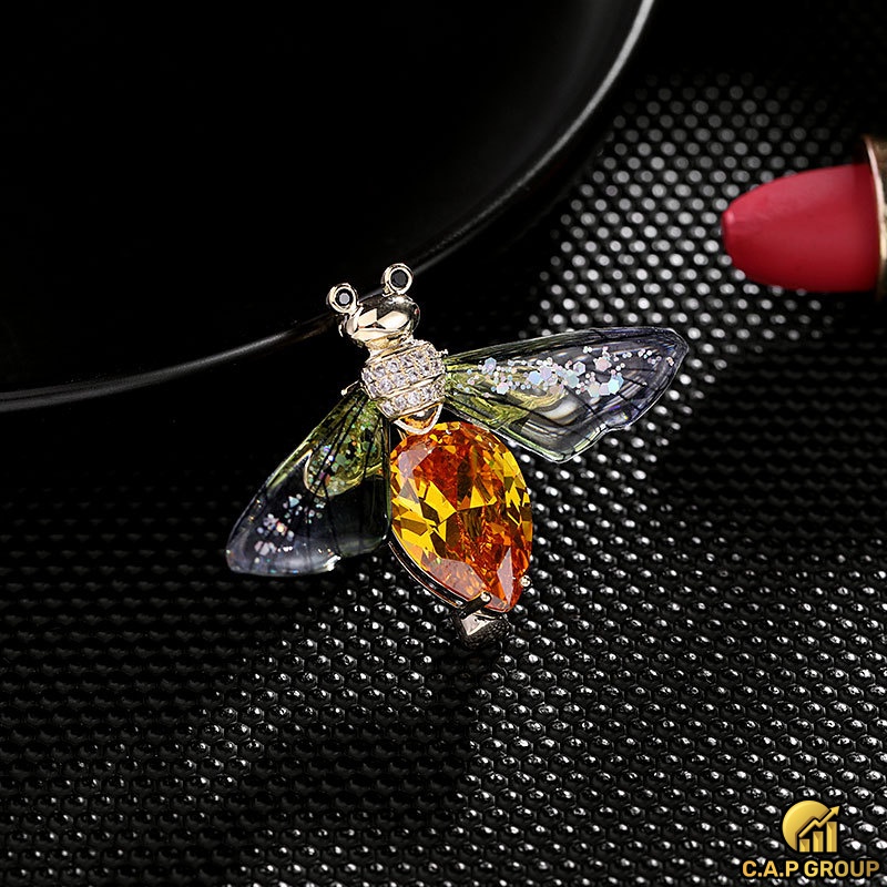 Trâm ghim cài áo vest nữ cao cấp đính đá Zircon hình con Ong sang trọng