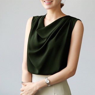 Áo lụa sát lách/ áo kiểu cổ đổ / áo công sở nữ - Thampee