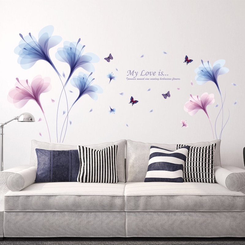 Tranh dán tường 3D Hoa Lan Lãng Mạn , Decal trang trí đẹp, giá rẻ