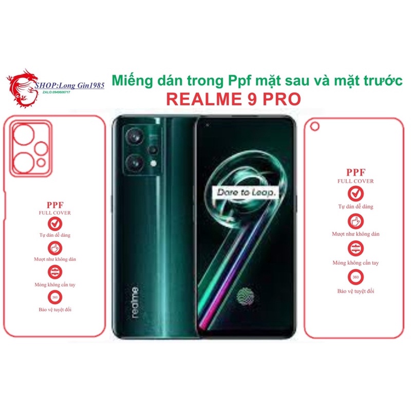 Realme 9 Pro miếng dán trong Ppf mặt sau và mặt trước chống va đập chống trầy xước tốt