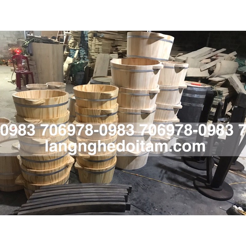 Chậu gỗ ngâm chân có hạt gỗ nhập l1