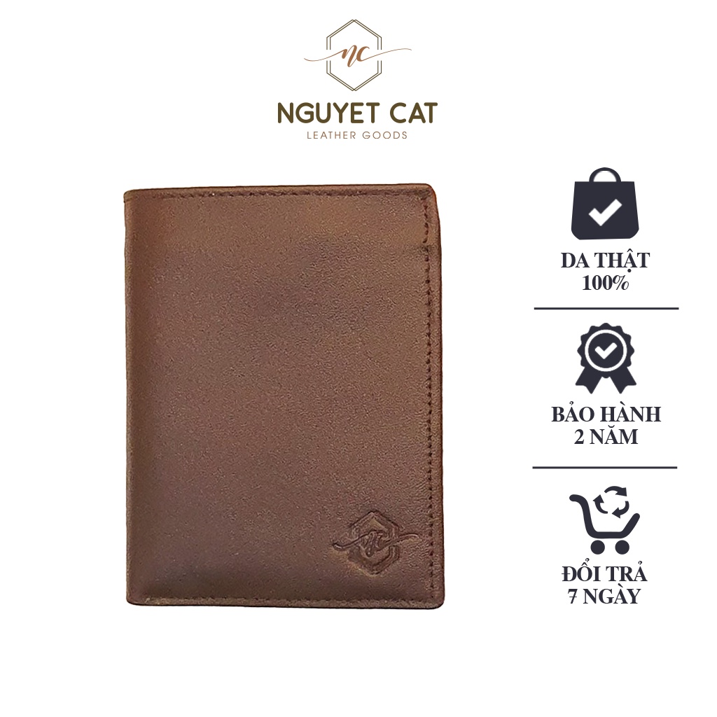 Ví Nam Mini NGUYET CAT Leather Chất Liệu Da Bò, Dáng Đứng, Chia Nhiều Ngăn Đựng NC17