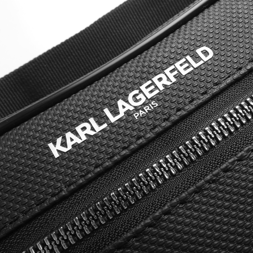 TÚI ĐEO CHÉO BAO TỬ NAM KARL LAGERFELD CHẤT VẢI VÂN DA SI HÀN QUỐC CAO CẤP, TÚI THỜI TRANG LA1A21 MÀU ĐEN