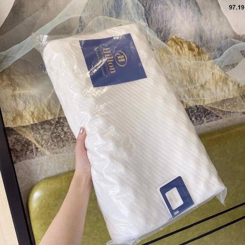 Gối Cao Su Non Hilton Cao Cấp - Gối cao su lượn sóng cao cấp có lỗ thoáng khí và gai massage chống đau mỏi vai gáy
