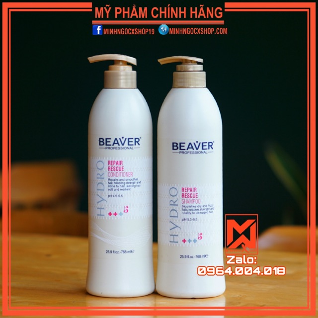 Dầu Gội-Dầu Xả Tái Tạo Beaver Repair Rescue +++5 768ml