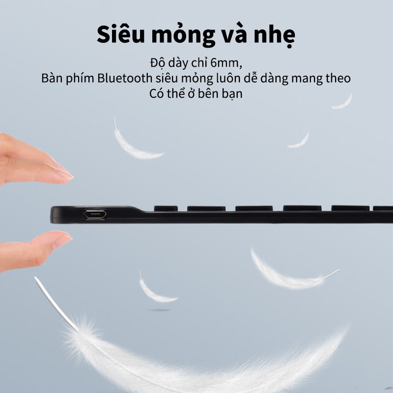 Bàn phím bluetooth không dây MiniV750B hỗ trợ Android Apple IOS iPad cáp bluetooth siêu mỏng