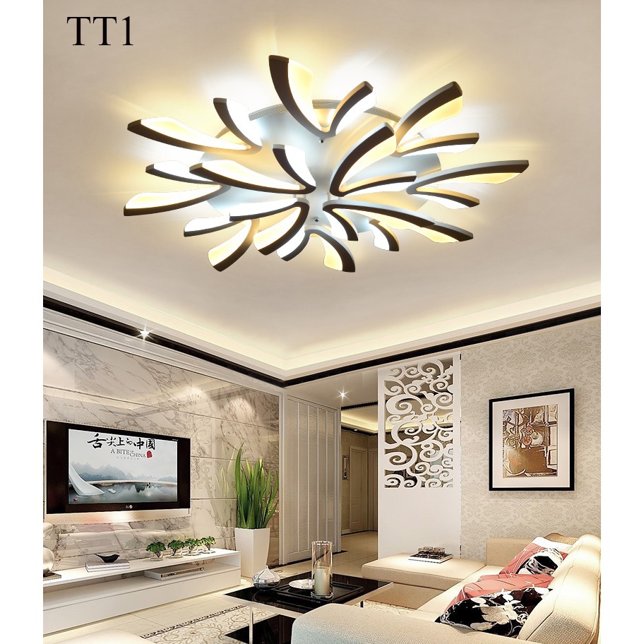 Đèn ốp trần đèn áp trần trang trí phòng khách phòng ngủ có kèm điều khiển từ xa phân tầng 3 chế độ sáng mẫu TT1