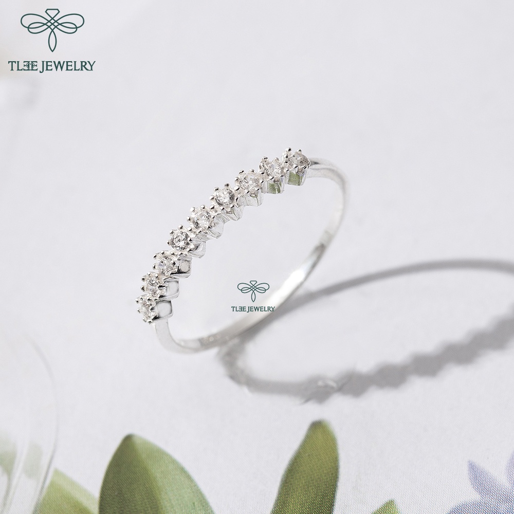 Nhẫn bạc nữ TLEE dải hoa đính đá cao cấp TleeJewelry A0182